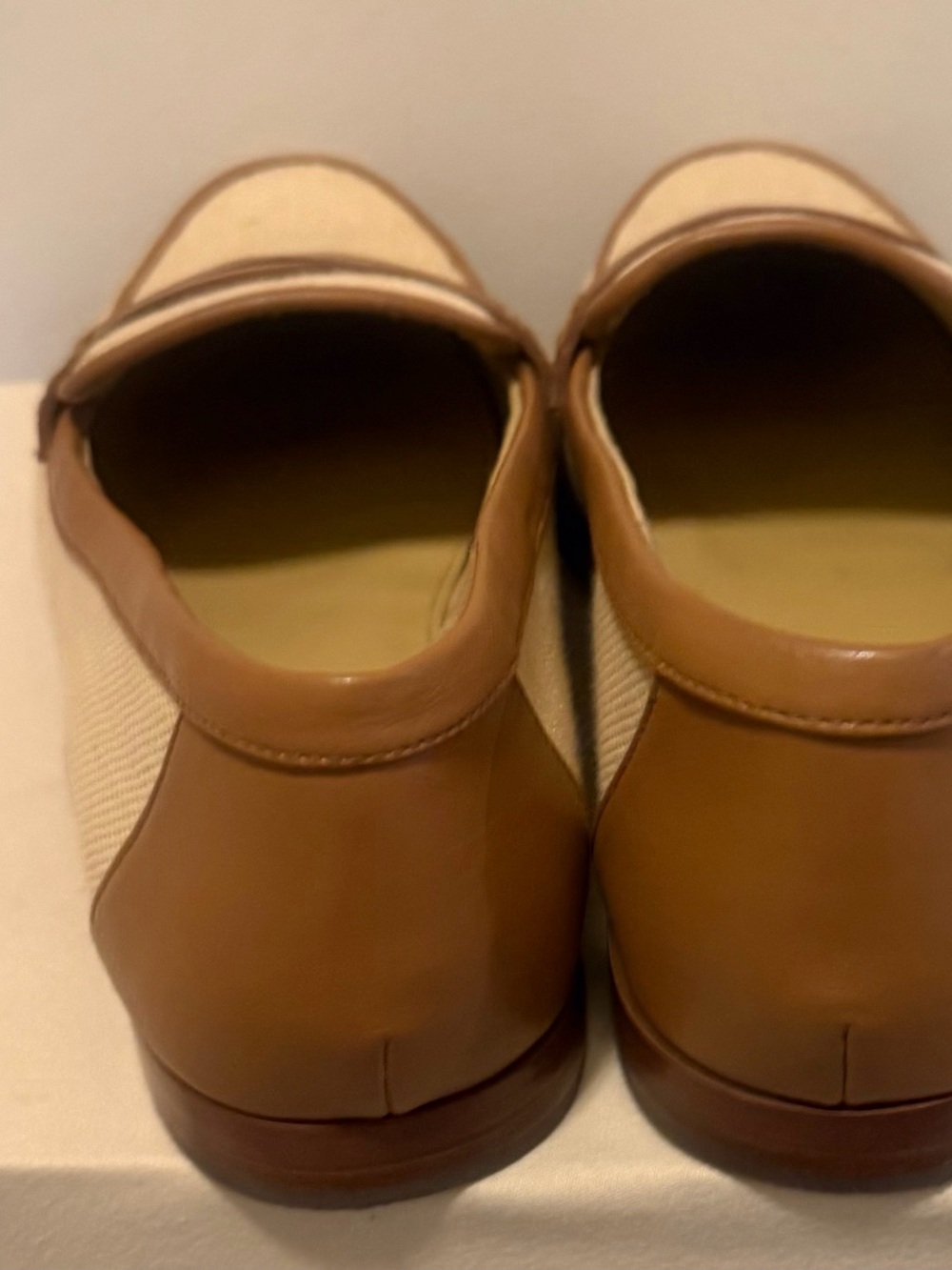 J. Crew Women's Tan and Cream Leather-Trim Loafers